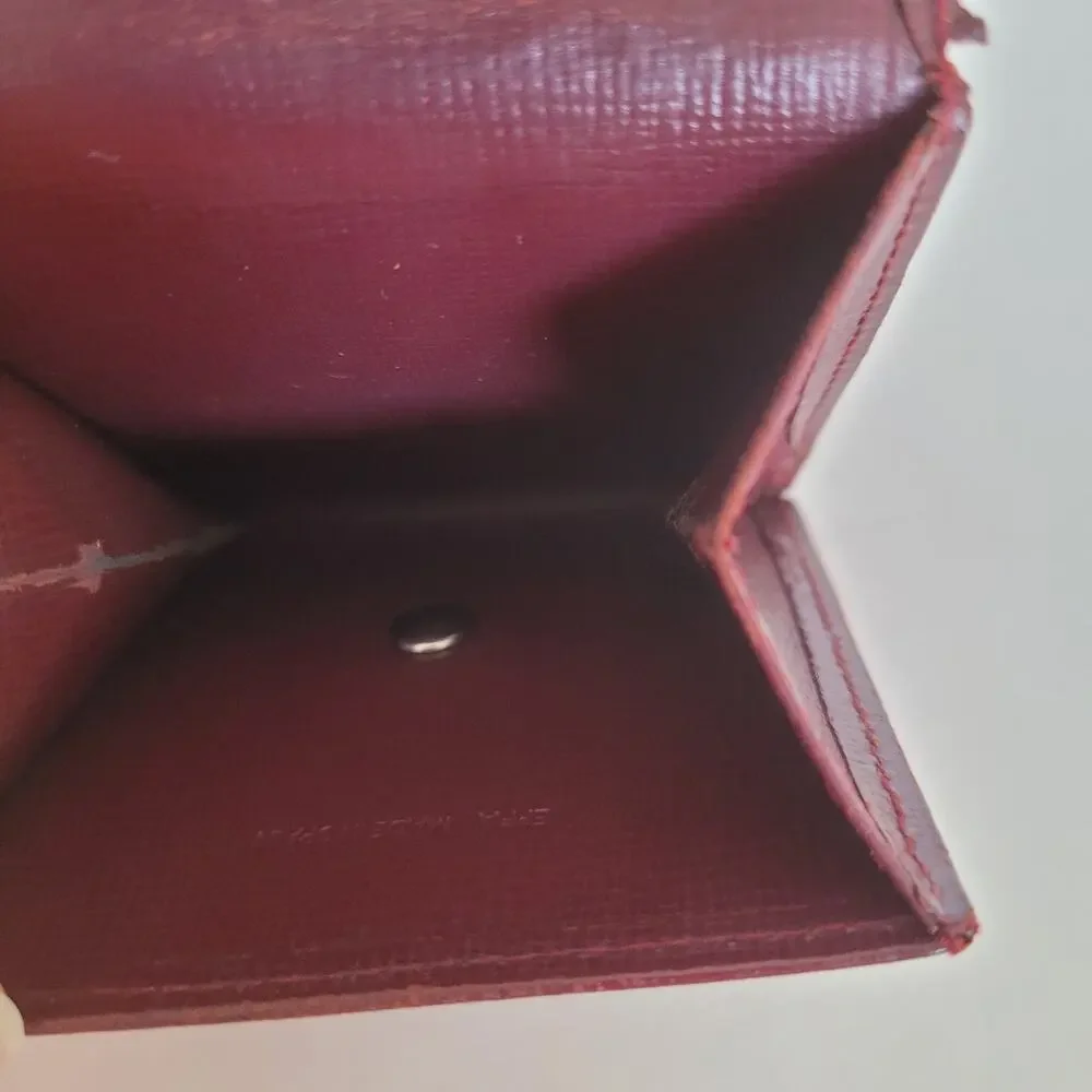Cartier Vintage Mini Coin Holder Wallet‎ Bordeaux Leather Small Red Burgundy